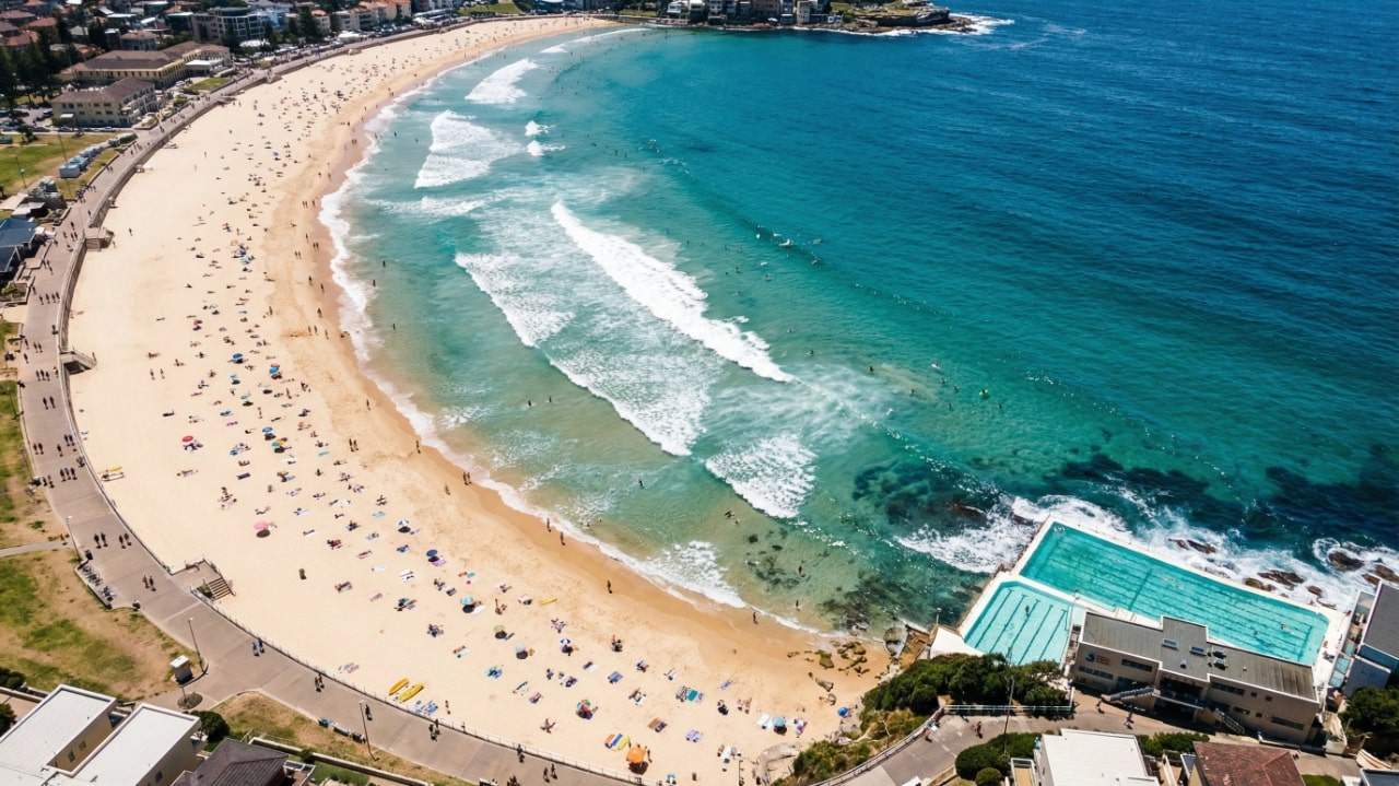 Calm scene at Bondi Beach after the incident, focusing on safety, medical support, and early recovery during the first 24 hours.