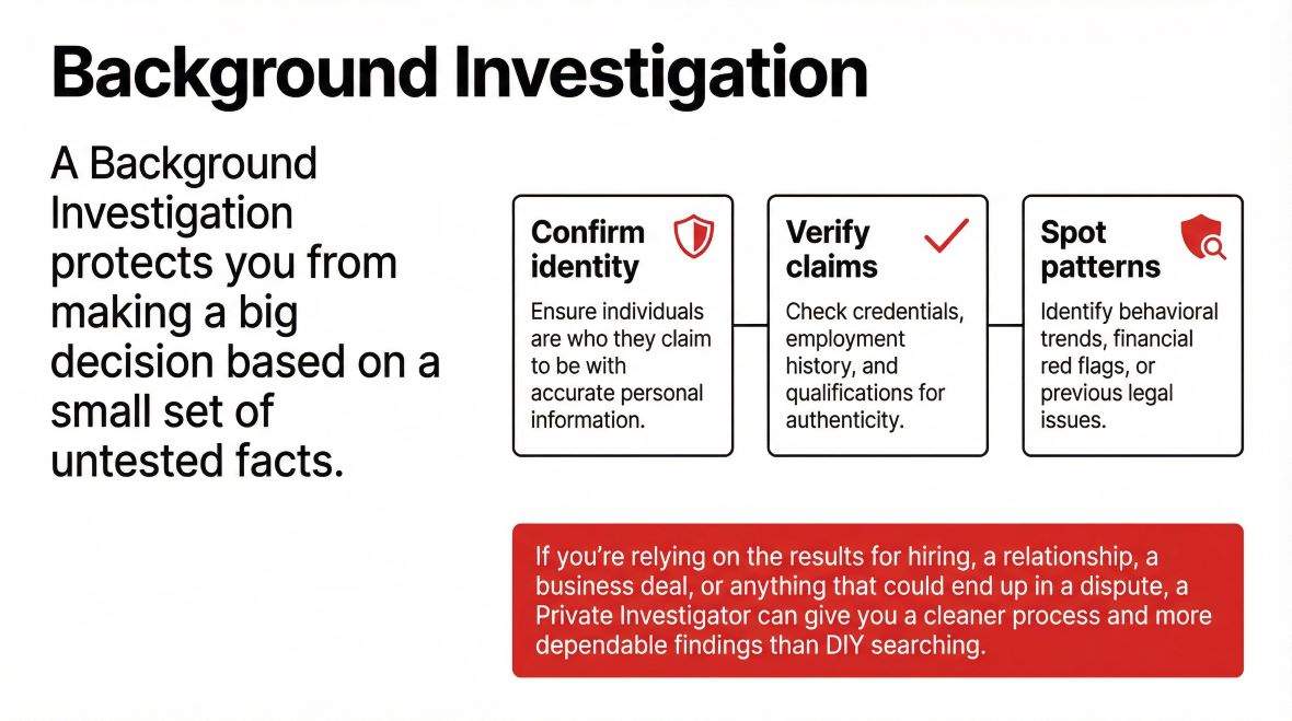 Final reflections on background investigation outcomes, highlighting the value of verified facts and informed decision-making.